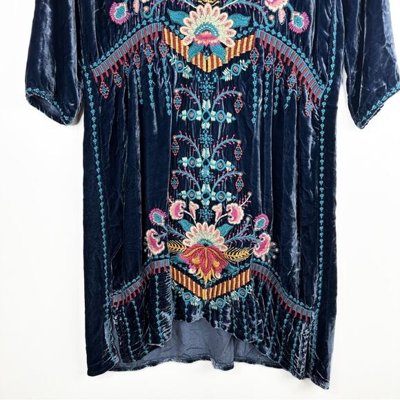 Johnny Was Delphine Velvet 3/4 Sleeve Drape Tunic Dress. - Picture 7 of 12